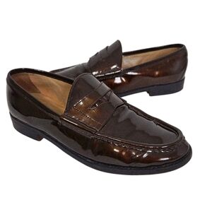 Gucci Vintage Italy Patent Leather Penny Loafers Dark Brown Women’s 7.5